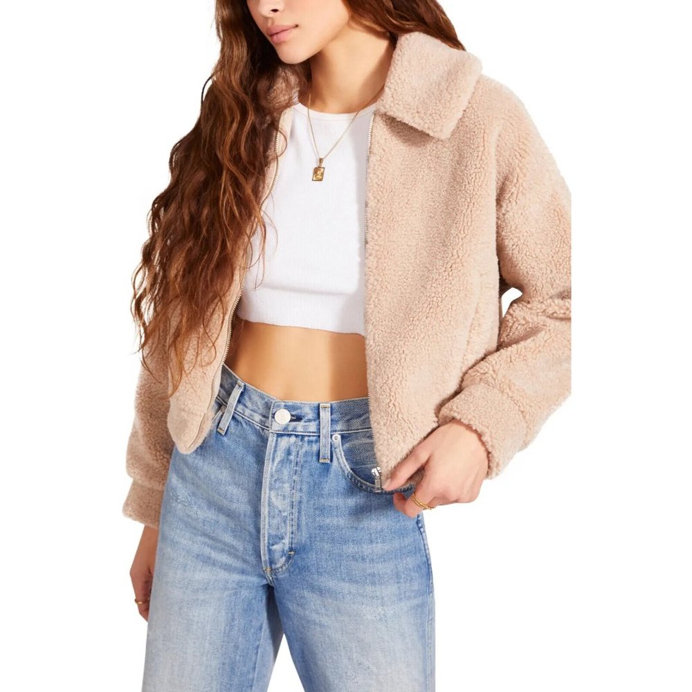 BB Dakota by Steve Madden Teddy to Go Wubby Sherpa Jacket  Women's M Tan NWT